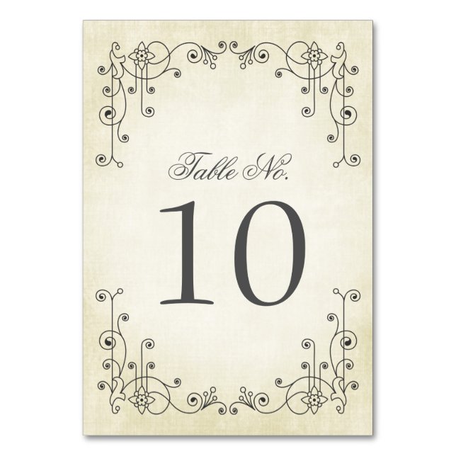 Elegante tarjeta de números de tabla de bodas de v (Anverso)