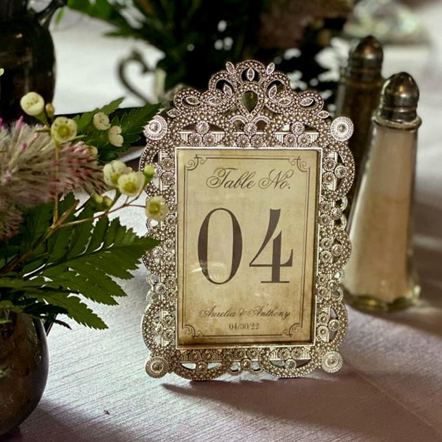 Elegante tarjeta de números de tabla de bodas de v (Subido por el creador)