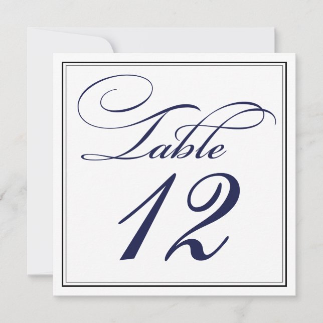 Elegante tarjeta de números de tabla de guiones az (Anverso)