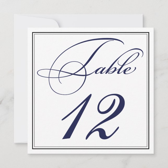 Elegante tarjeta de números de tabla de guiones az (Anverso)