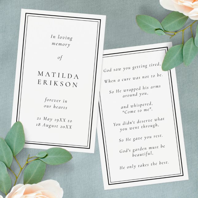 Elegante tarjeta de oración conmemorativa del fune (Subido por el creador)