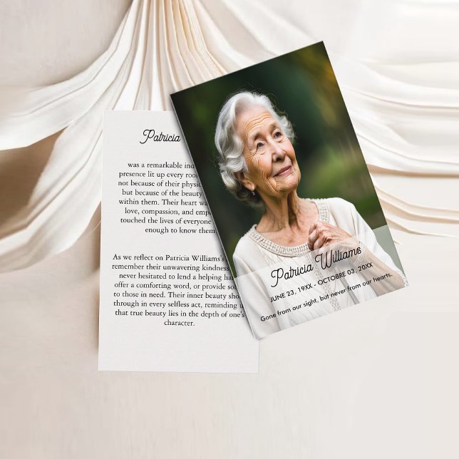 Elegante tarjeta de oración de la memoria funeral  (Elegant Photo Funeral Memorial prayer cards)