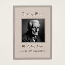 Elegante Tarjeta de Oración del Servicio de Conmem