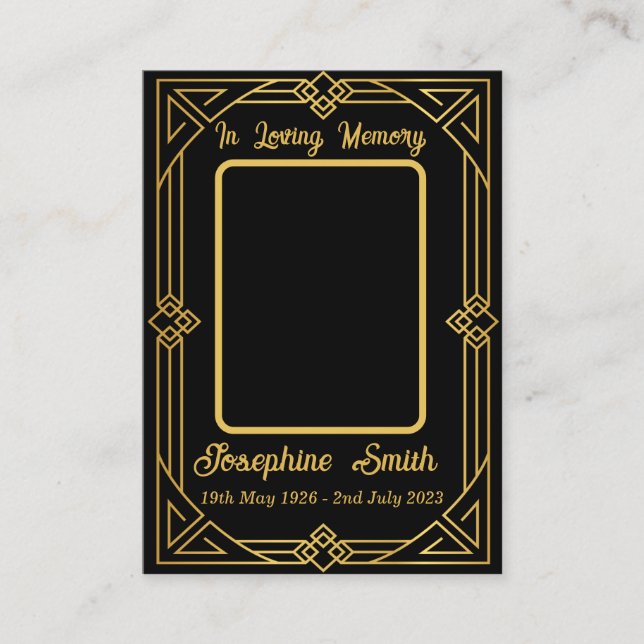 Elegante Tarjeta de Oración Fotográfica en Memoria (Anverso)