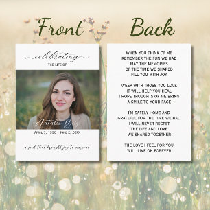 Elegante Tarjeta de Oración Funeral de Fotografía