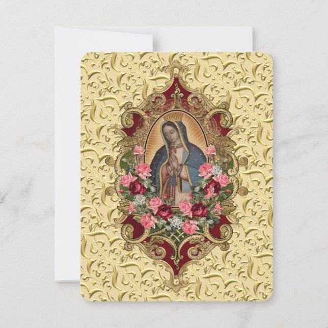 Elegante Tarjeta de Oración Funeral Guadalupe Espa (Anverso)