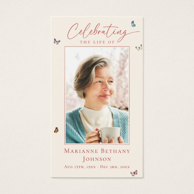 Elegante tarjeta de oración funeraria conmemorativ (Frente)