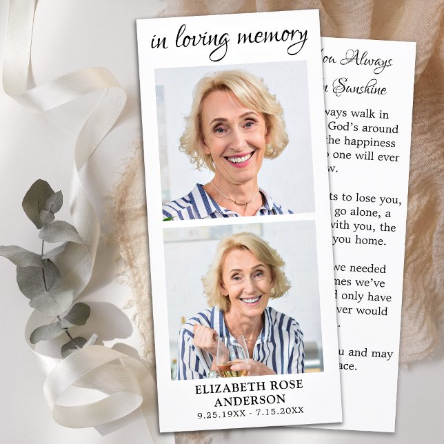 Elegante tarjeta de oración funeraria de 2 fotos (Subido por el creador)