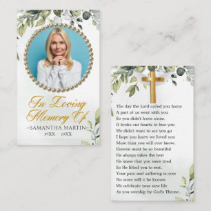 Elegante tarjeta de oraciones funerales de foto Eu