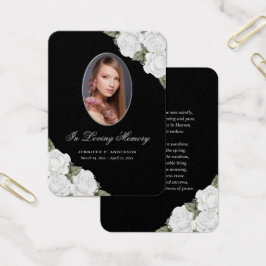 Elegante tarjeta de oraciones funerarias conmemora