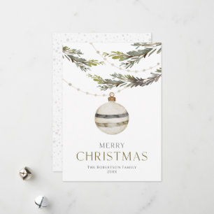 Elegante Tarjeta de Ornamento de Navidad