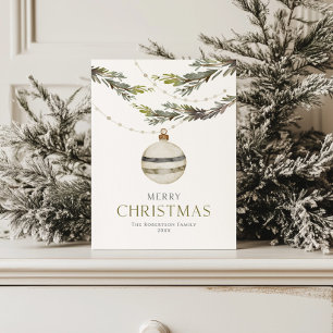 Elegante Tarjeta de Ornamento de Navidad