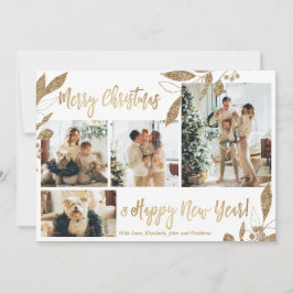 Elegante Tarjeta de Oro 4 Navidades de Collage de 