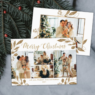Elegante Tarjeta de Oro 4 Navidades de Collage de 