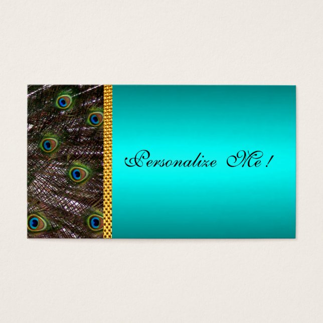 Elegante tarjeta de pavo real Guardar Guay verde d (Frente)