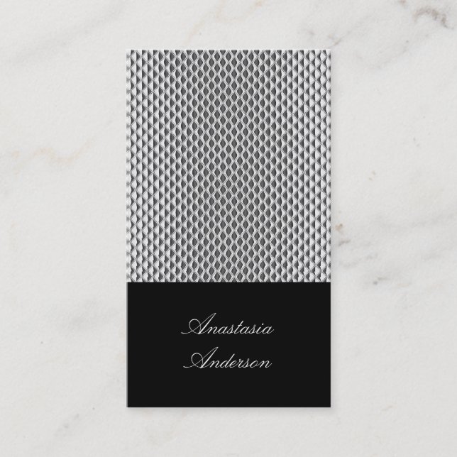 Elegante tarjeta de perfil Metalizado plateado (Anverso)