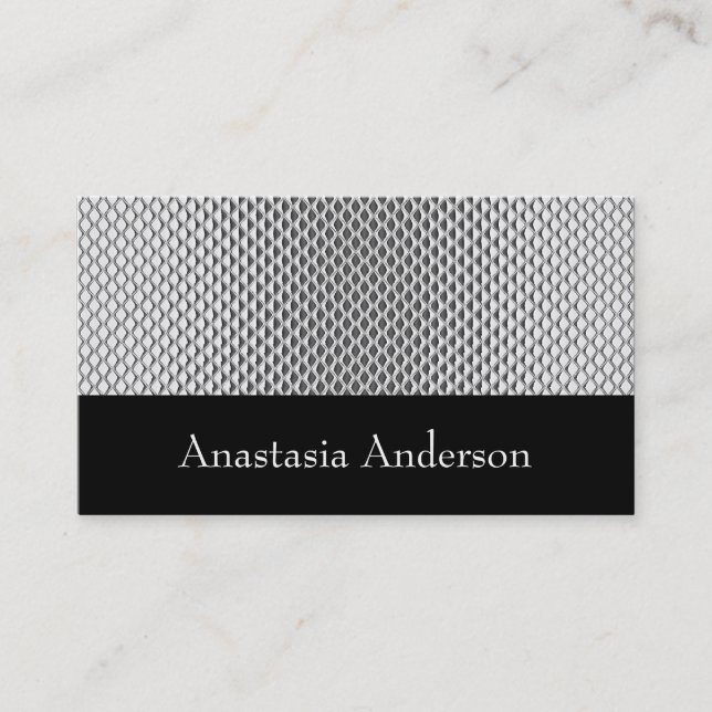 Elegante tarjeta de perfil Metalizado plateado (Anverso)