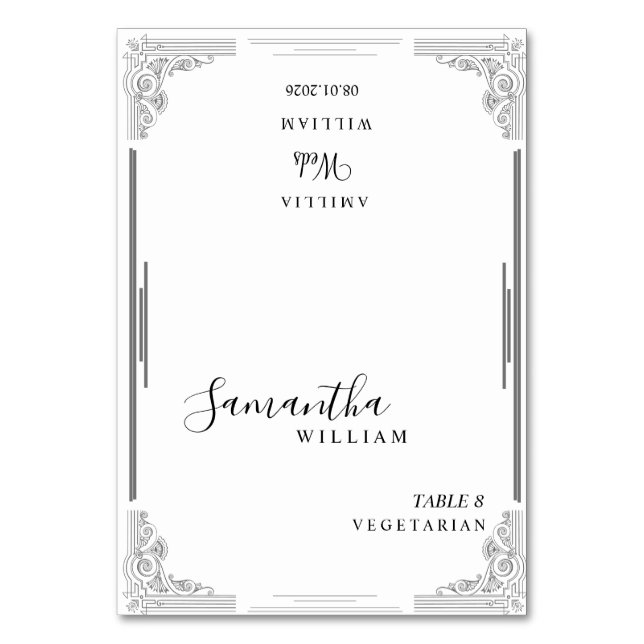 Elegante tarjeta de plaza Boda Minimalista (Anverso)