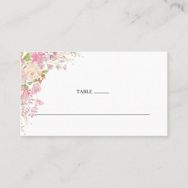 Elegante tarjeta de plaza plana Boda floral rosa (Anverso)