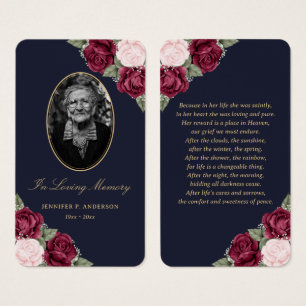 Elegante Tarjeta de plegaria funeraria azul rosa r