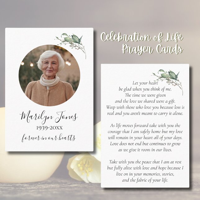 Elegante tarjeta de plegarias para la celebración  (Elegant Celebration of Life Prayer Cards
)
