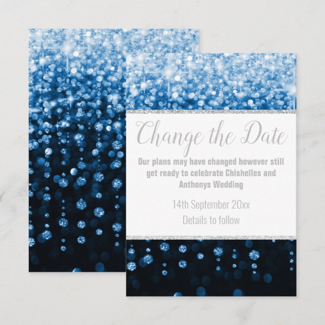 ELEGANTE TARJETA DE POSPONER LA PLATA DE DIAMANTE  (Anverso / Reverso)