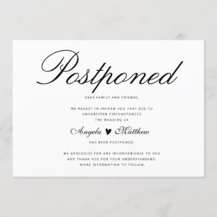 Elegante tarjeta de postergación de boda