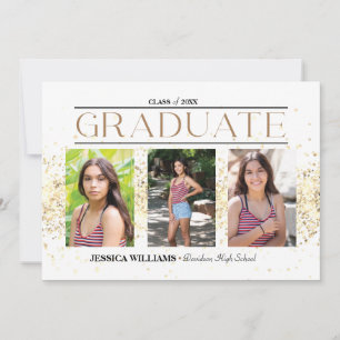 Elegante tarjeta de postgrado para cuatro fotos