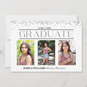 Elegante tarjeta de postgrado para cuatro fotos