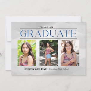 Elegante tarjeta de postgrado para cuatro fotos