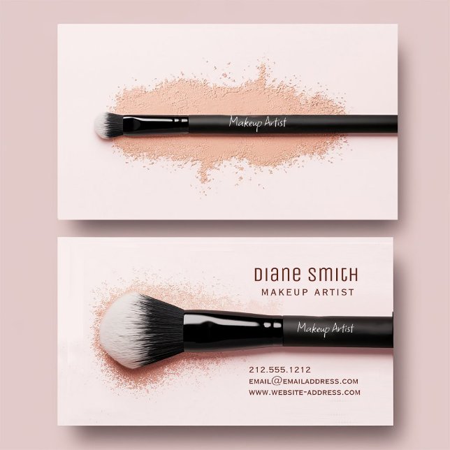 Elegante tarjeta de presentación de artistas de ma (Elegant and professional makeup artist business card–the perfect touch of beauty and sophistication!)