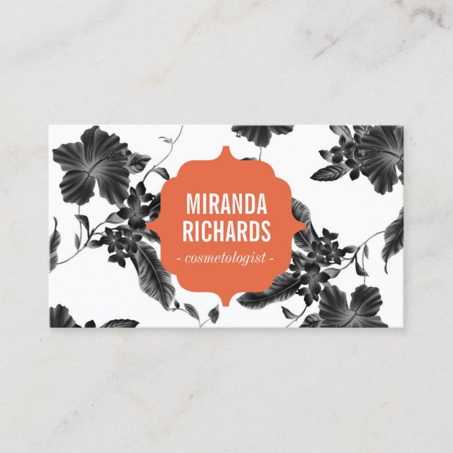 Elegante tarjeta de presentación de diseño floral  (Anverso)