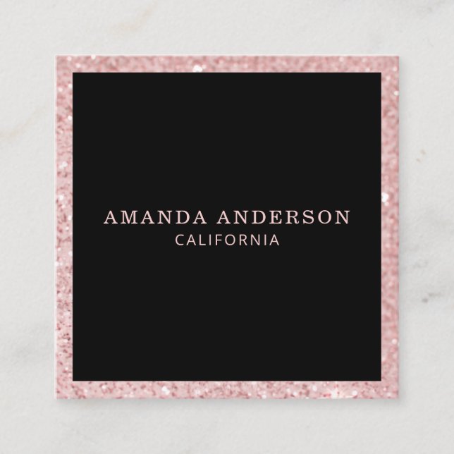 Elegante tarjeta de presentación de Purpurina rosa (Anverso)