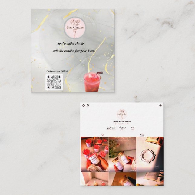 Elegante tarjeta de presentación de velas | Soul C (Anverso / Reverso)