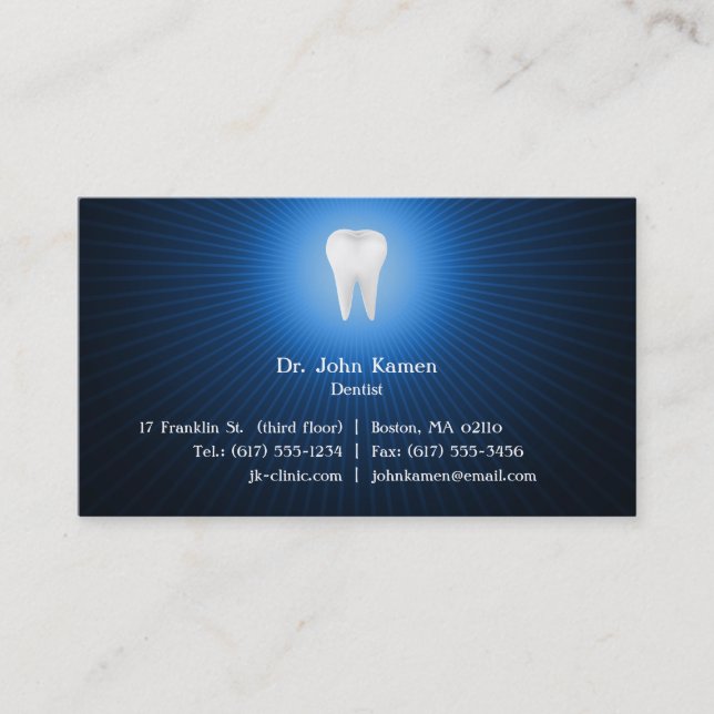 Elegante tarjeta de presentación dental (Anverso)