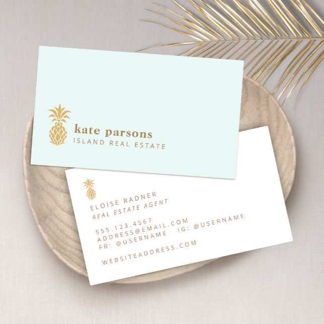 Elegante tarjeta de presentación Gold Pineapple Pa (Subido por el creador)