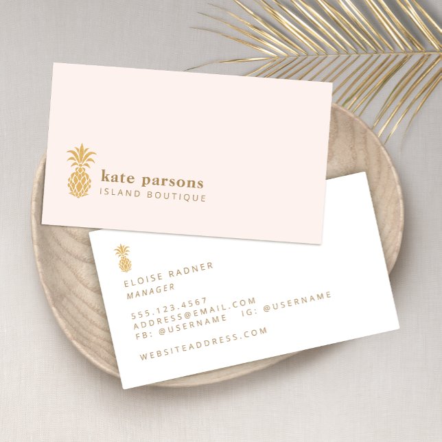 Elegante tarjeta de presentación rosa de la piña d (Subido por el creador)
