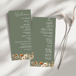 Elegante tarjeta de programa de boda de Flora Silv