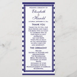 Elegante tarjeta de programa de franjas de Boda ná
