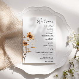 Elegante tarjeta de programa de matrimonio con flo