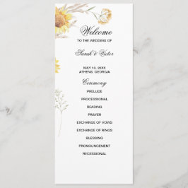 Elegante tarjeta de programa doble lateral Boho Su