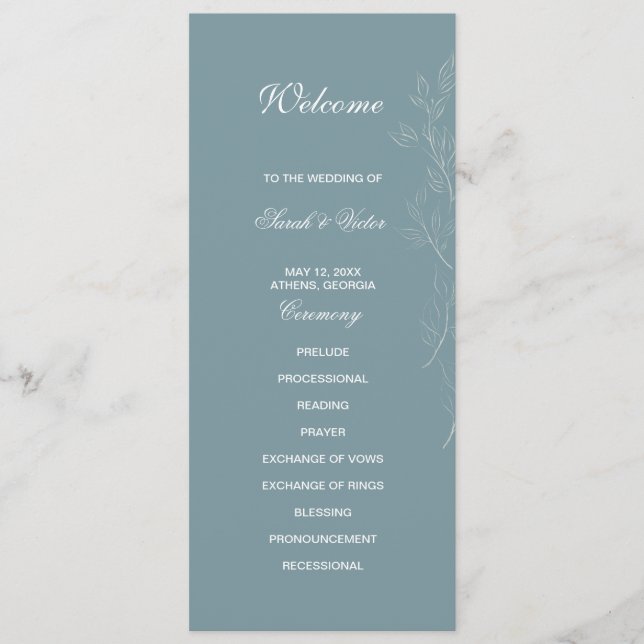 Elegante tarjeta de programa doble lateral de hoja (Anverso)