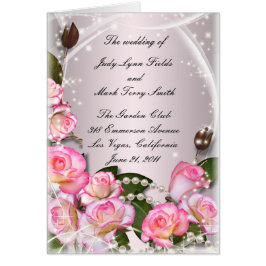 Elegante Tarjeta De Programa Rosa Y Perlas