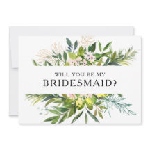 Elegante tarjeta de propuesta de Bridesmaid Olive