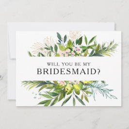 Elegante tarjeta de propuesta de Bridesmaid Olive
