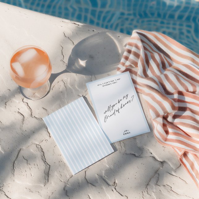 Elegante tarjeta de propuesta de doncella de honor (Elegant Vintage Blue Maid of Honor Proposal Card)