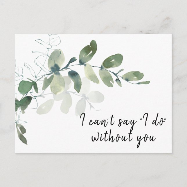 Elegante tarjeta de propuesta de Eucalyptus Brides (Anverso)
