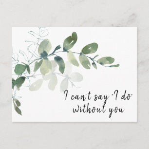 Elegante tarjeta de propuesta de Eucalyptus Brides