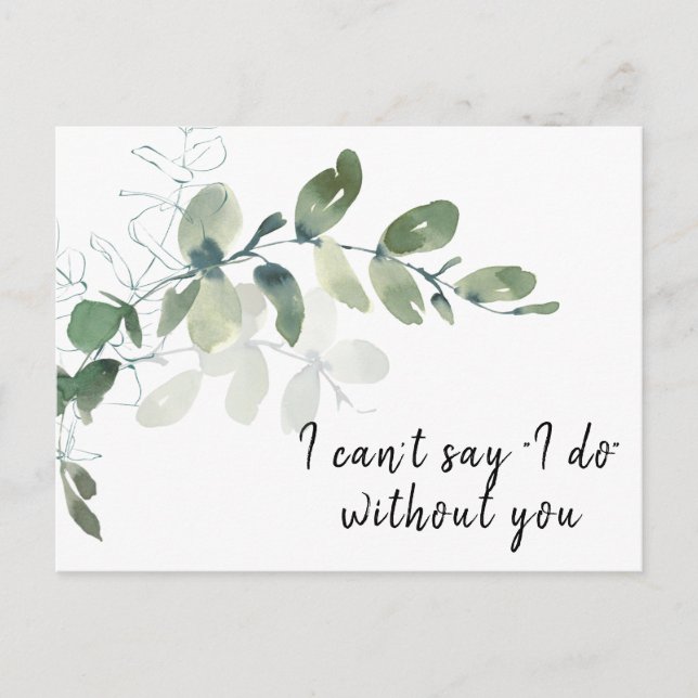 Elegante tarjeta de propuesta de Eucalyptus Brides (Anverso)