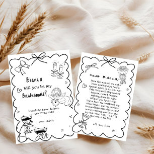 Elegante tarjeta de propuesta de la dama de honor 
